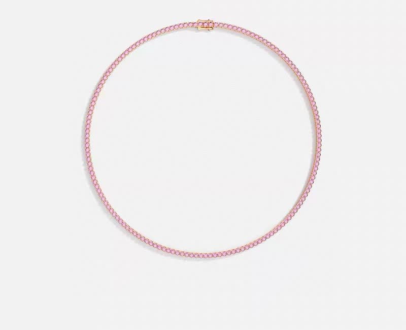 APM Monaco Pink Diamond Tennis Necklace